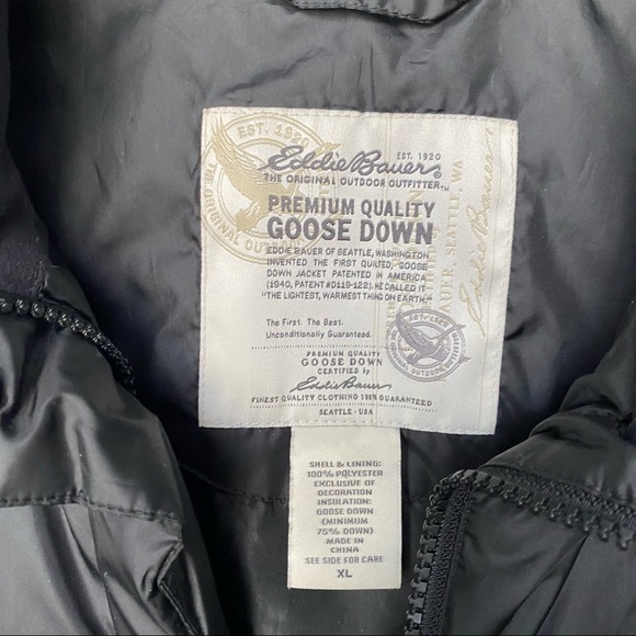 Black Eddie Bauer Goose Down Puffer Vest - Picture 3 of 4